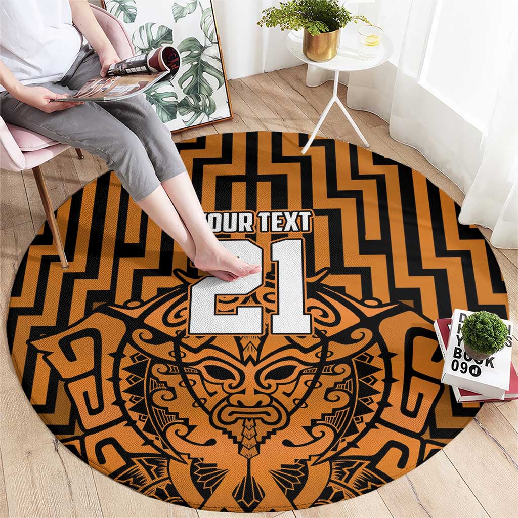 Custom Basketball New Zealand Round Carpet Gold Maori Ta Moko Indigenous - Aussie Hoodie