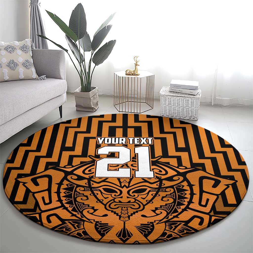 Custom Basketball New Zealand Round Carpet Gold Maori Ta Moko Indigenous - Aussie Hoodie