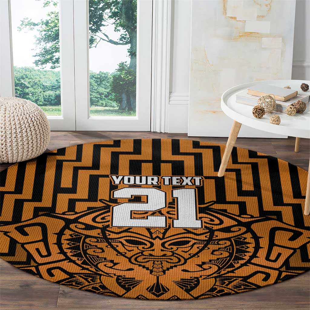 Custom Basketball New Zealand Round Carpet Gold Maori Ta Moko Indigenous - Aussie Hoodie