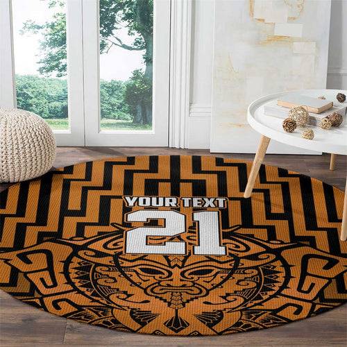 Custom Basketball New Zealand Round Carpet Gold Maori Ta Moko Indigenous - Aussie Hoodie