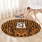 Custom Basketball New Zealand Round Carpet Gold Maori Ta Moko Indigenous - Aussie Hoodie