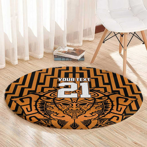 Custom Basketball New Zealand Round Carpet Gold Maori Ta Moko Indigenous - Aussie Hoodie