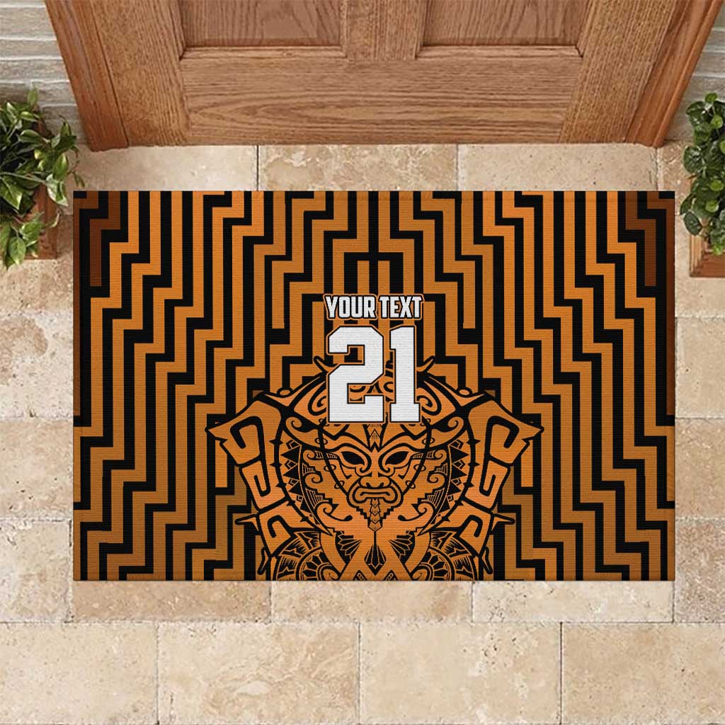 Custom Basketball New Zealand Rubber Doormat Gold Maori Ta Moko Indigenous - Aussie Hoodie