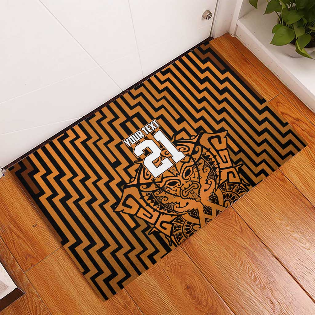 Custom Basketball New Zealand Rubber Doormat Gold Maori Ta Moko Indigenous - Aussie Hoodie