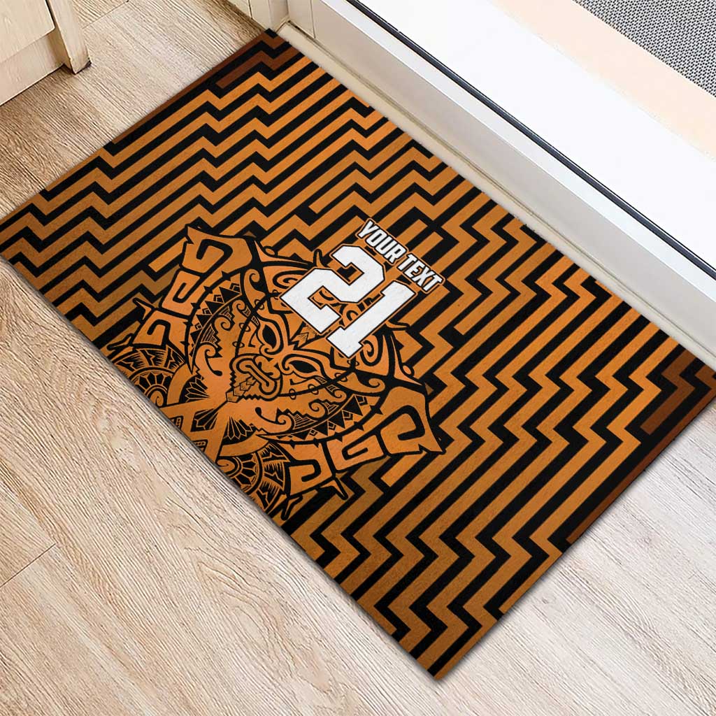 Custom Basketball New Zealand Rubber Doormat Gold Maori Ta Moko Indigenous - Aussie Hoodie
