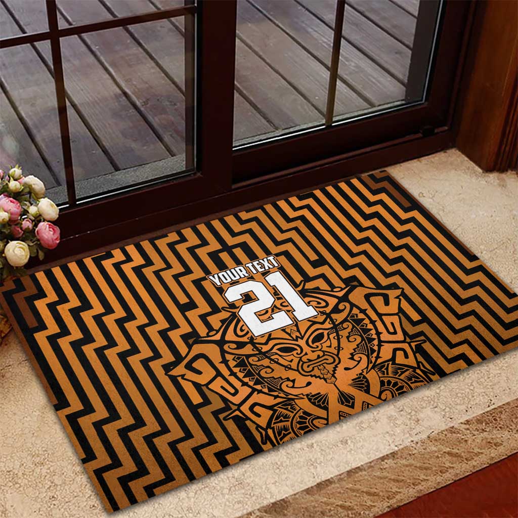 Custom Basketball New Zealand Rubber Doormat Gold Maori Ta Moko Indigenous - Aussie Hoodie