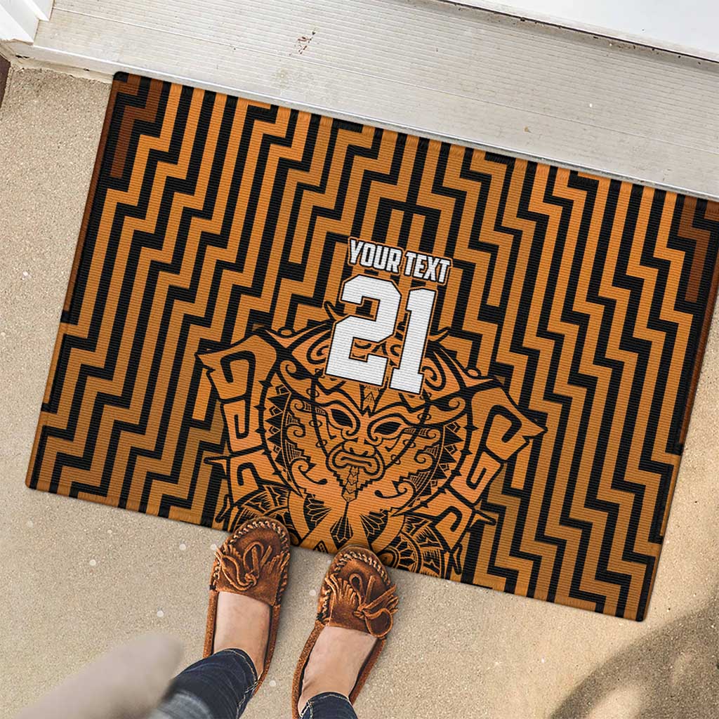 Custom Basketball New Zealand Rubber Doormat Gold Maori Ta Moko Indigenous - Aussie Hoodie