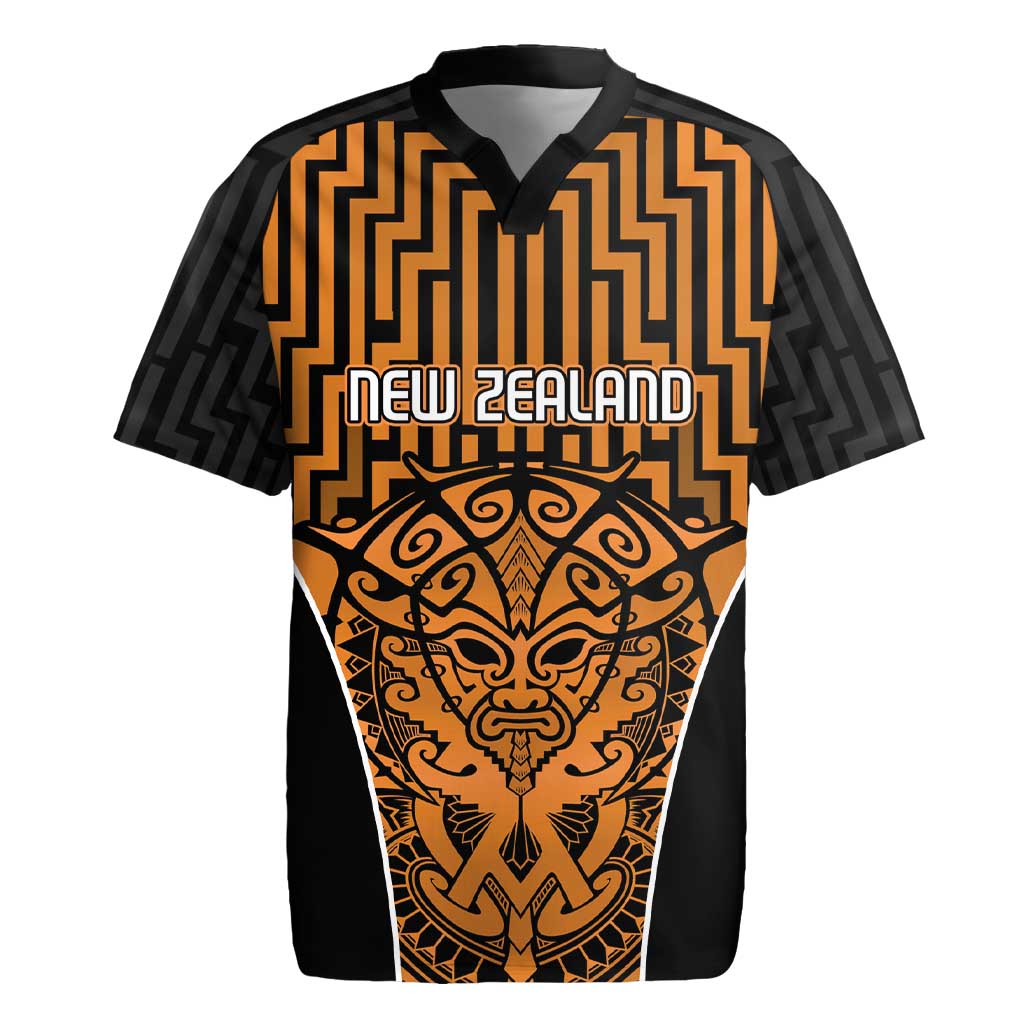 Custom Basketball New Zealand Rugby Jersey Gold Maori Ta Moko Indigenous - Aussie Hoodie