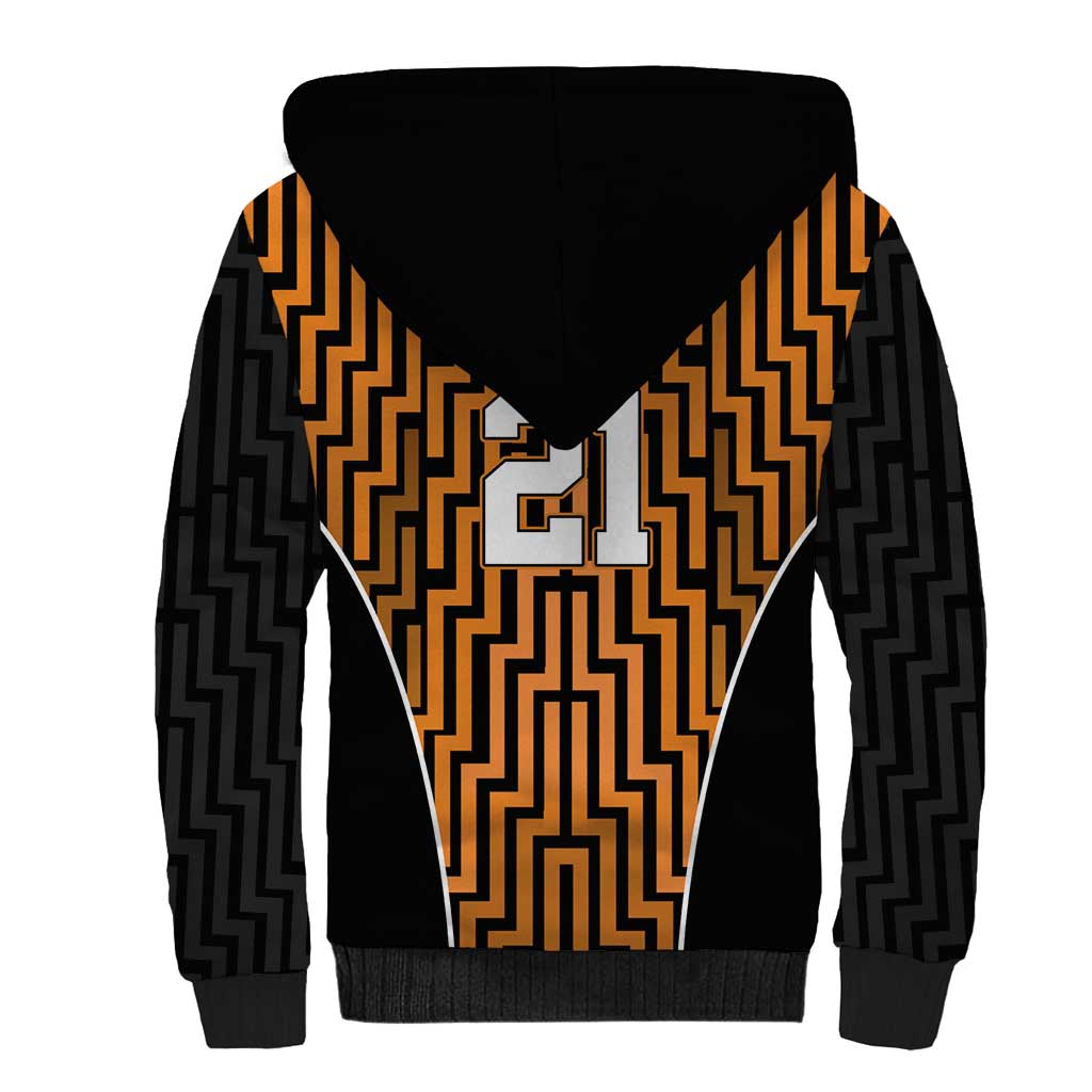 Custom Basketball New Zealand Sherpa Hoodie Gold Maori Ta Moko Indigenous - Aussie Hoodie