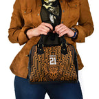 Custom Basketball New Zealand Shoulder Handbag Gold Maori Ta Moko Indigenous - Aussie Hoodie