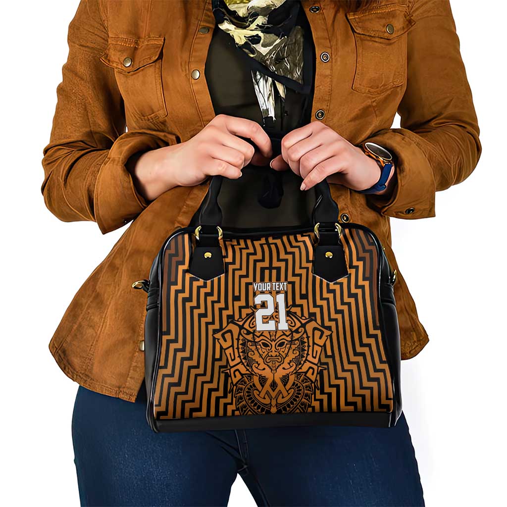 Custom Basketball New Zealand Shoulder Handbag Gold Maori Ta Moko Indigenous - Aussie Hoodie