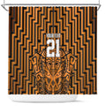 Custom Basketball New Zealand Shower Curtain Gold Maori Ta Moko Indigenous - Aussie Hoodie