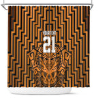 Custom Basketball New Zealand Shower Curtain Gold Maori Ta Moko Indigenous - Aussie Hoodie