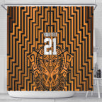 Custom Basketball New Zealand Shower Curtain Gold Maori Ta Moko Indigenous - Aussie Hoodie
