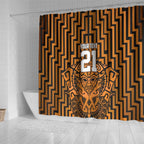 Custom Basketball New Zealand Shower Curtain Gold Maori Ta Moko Indigenous - Aussie Hoodie