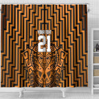 Custom Basketball New Zealand Shower Curtain Gold Maori Ta Moko Indigenous - Aussie Hoodie