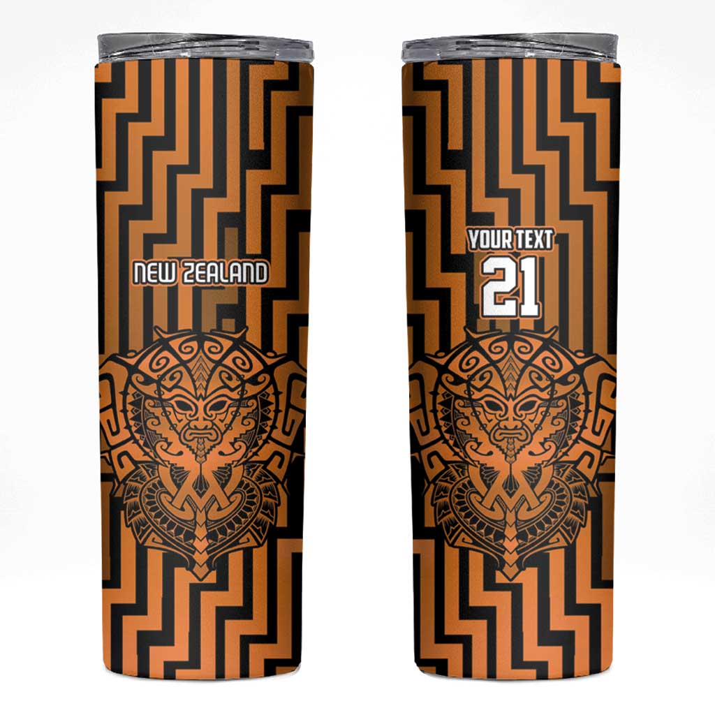 Custom Basketball New Zealand Skinny Tumbler Gold Maori Ta Moko Indigenous - Aussie Hoodie
