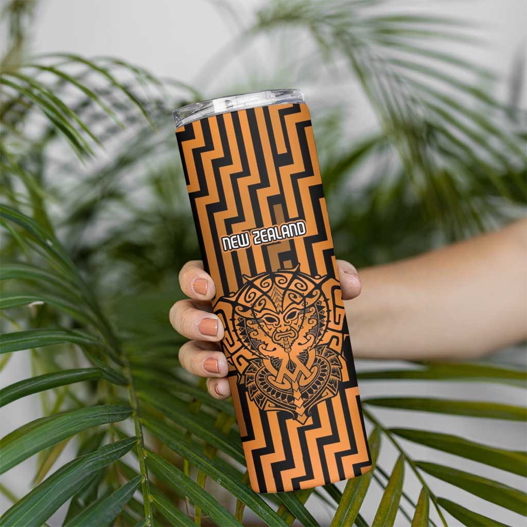 Custom Basketball New Zealand Skinny Tumbler Gold Maori Ta Moko Indigenous - Aussie Hoodie