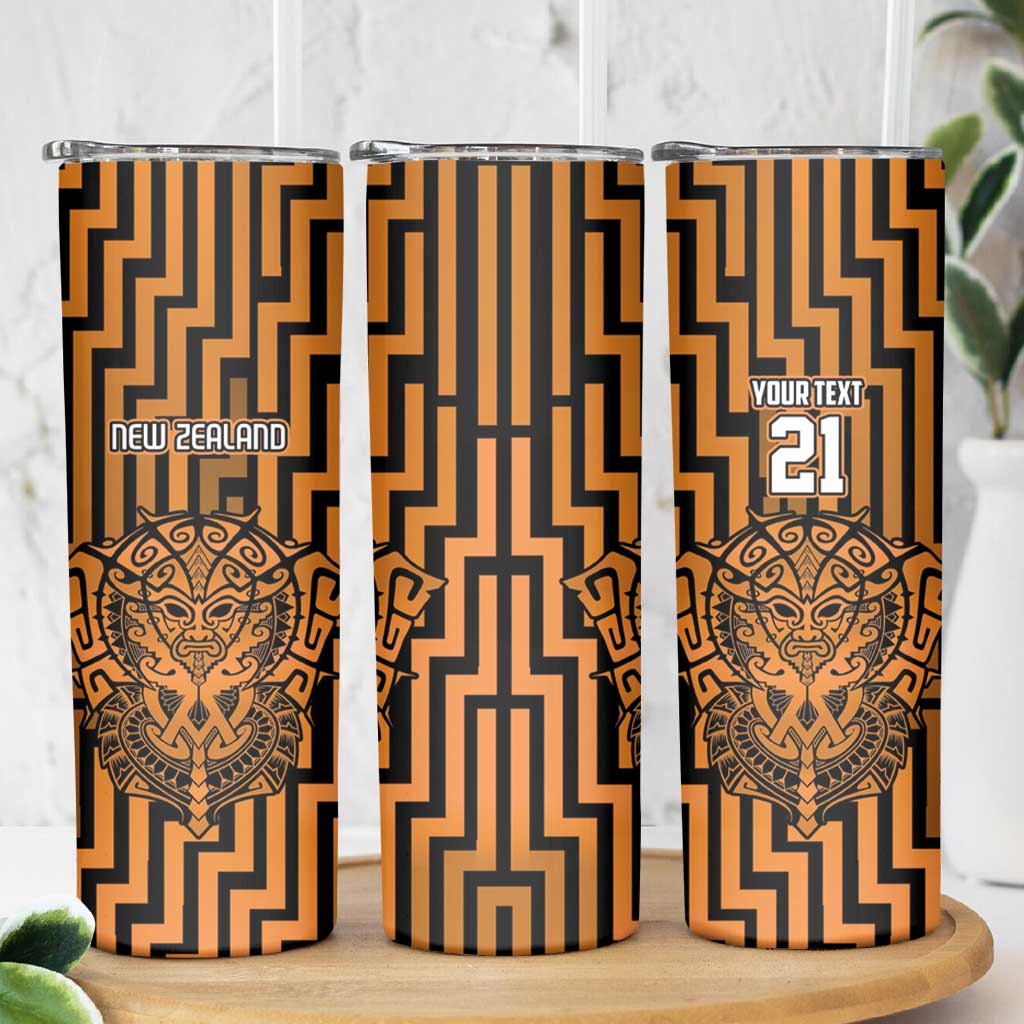Custom Basketball New Zealand Skinny Tumbler Gold Maori Ta Moko Indigenous - Aussie Hoodie