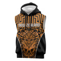 Custom Basketball New Zealand Sleeveless Hoodie Gold Maori Ta Moko Indigenous - Aussie Hoodie