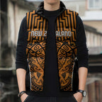 Custom Basketball New Zealand Sleeveless Puffer Jacket Gold Maori Ta Moko Indigenous - Aussie Hoodie