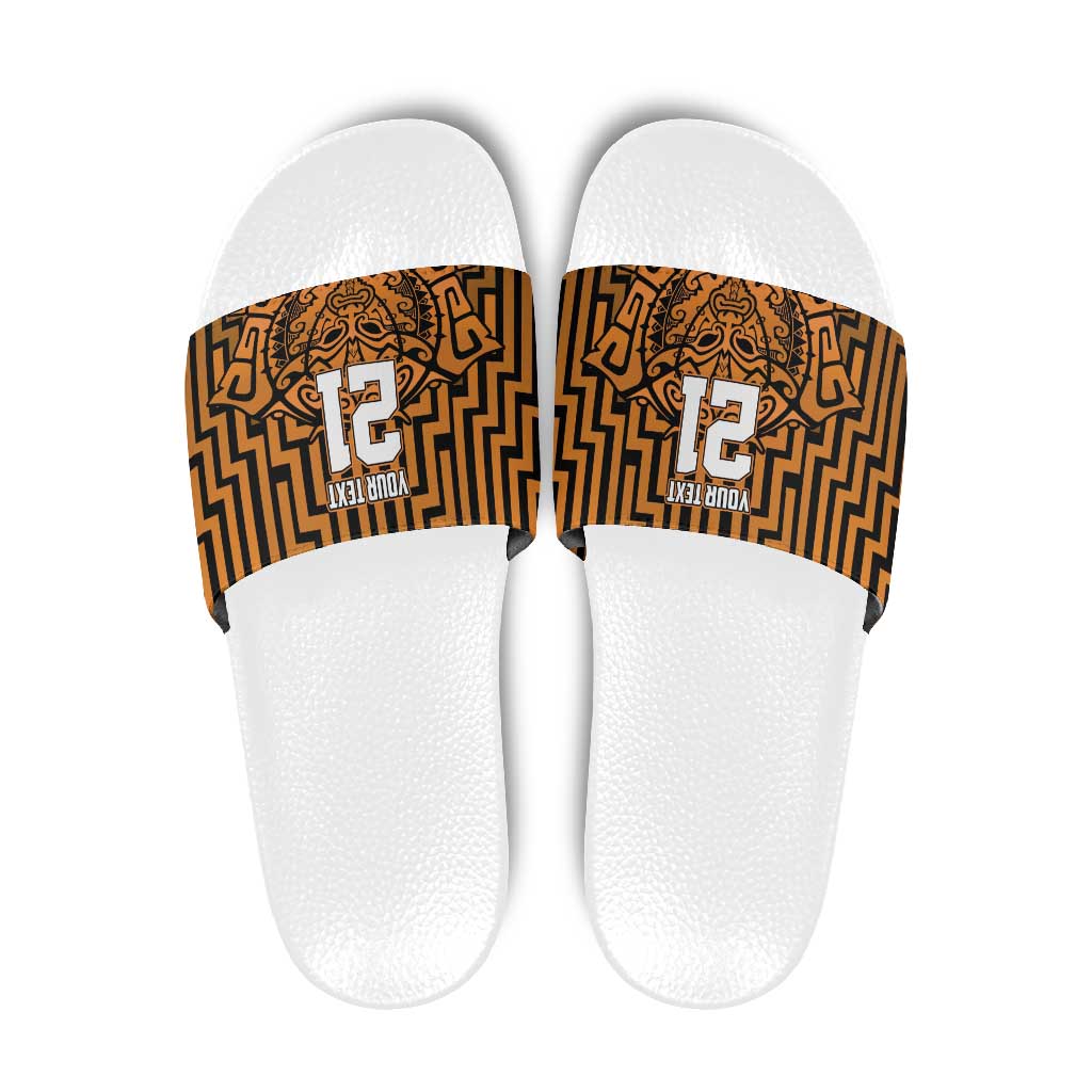 Custom Basketball New Zealand Slide Sandals Gold Maori Ta Moko Indigenous - Aussie Hoodie