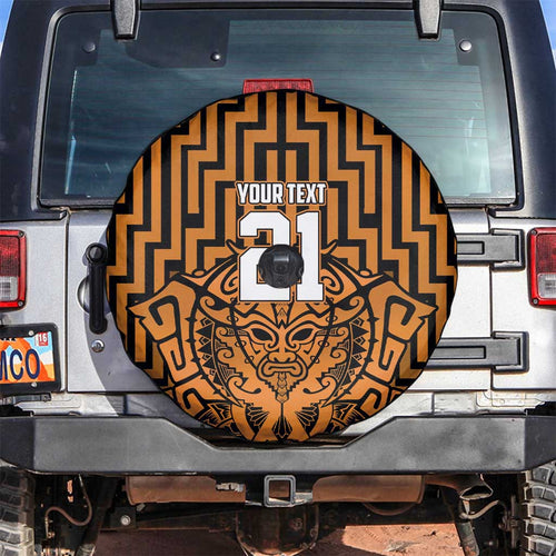 Custom Basketball New Zealand Spare Tire Cover Gold Maori Ta Moko Indigenous - Aussie Hoodie