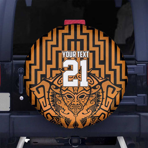 Custom Basketball New Zealand Spare Tire Cover Gold Maori Ta Moko Indigenous - Aussie Hoodie