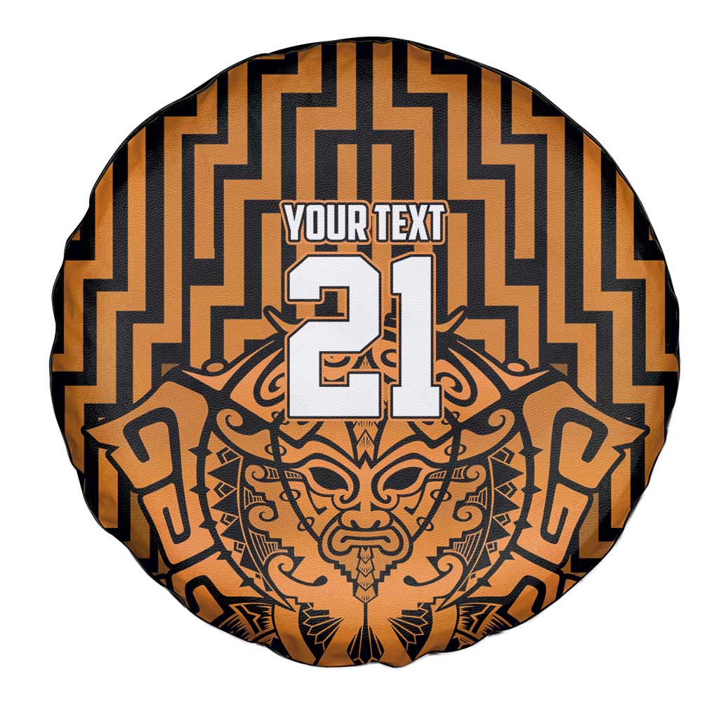 Custom Basketball New Zealand Spare Tire Cover Gold Maori Ta Moko Indigenous - Aussie Hoodie