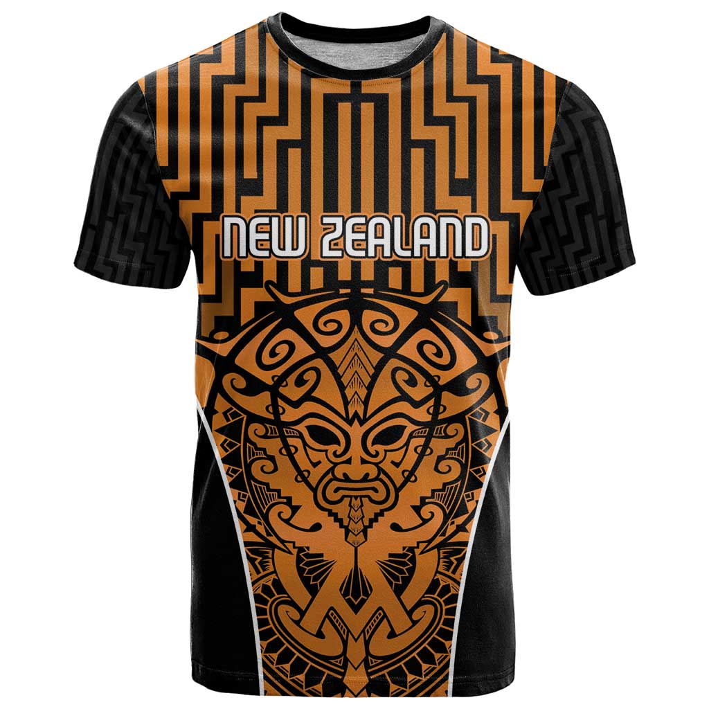 Custom Basketball New Zealand T Shirt Gold Maori Ta Moko Indigenous - Aussie Hoodie