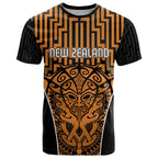Custom Basketball New Zealand T Shirt Gold Maori Ta Moko Indigenous - Aussie Hoodie