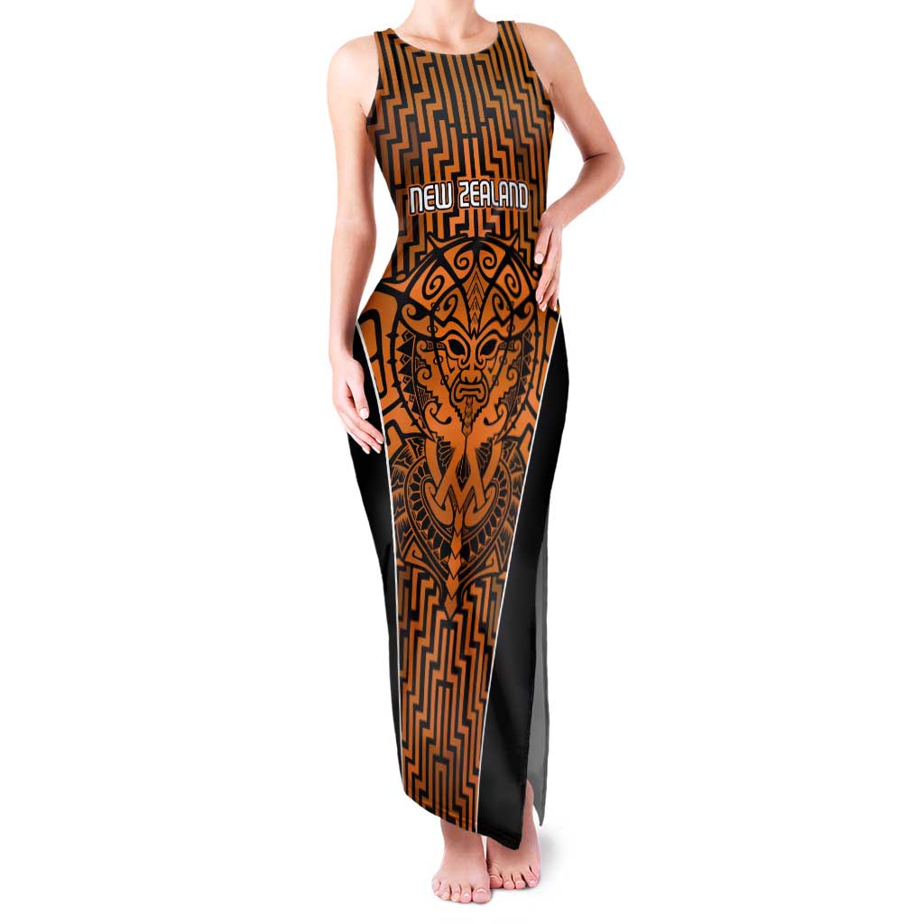 Custom Basketball New Zealand Tank Maxi Dress Gold Maori Ta Moko Indigenous - Aussie Hoodie
