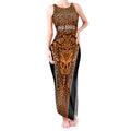 Custom Basketball New Zealand Tank Maxi Dress Gold Maori Ta Moko Indigenous - Aussie Hoodie