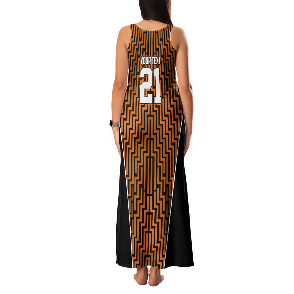 Custom Basketball New Zealand Tank Maxi Dress Gold Maori Ta Moko Indigenous - Aussie Hoodie