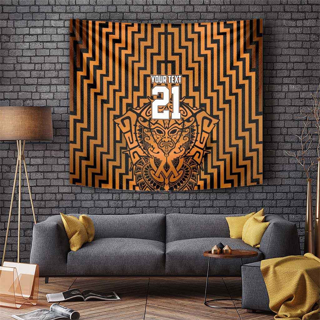 Custom Basketball New Zealand Tapestry Gold Maori Ta Moko Indigenous - Aussie Hoodie