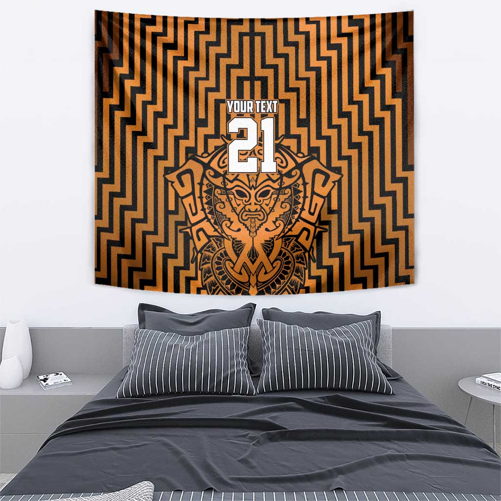 Custom Basketball New Zealand Tapestry Gold Maori Ta Moko Indigenous - Aussie Hoodie