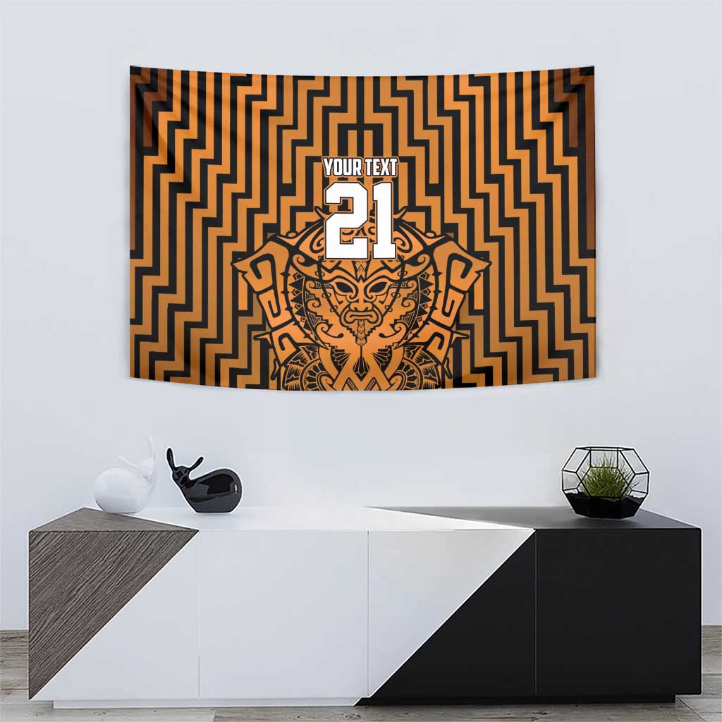 Custom Basketball New Zealand Tapestry Gold Maori Ta Moko Indigenous - Aussie Hoodie