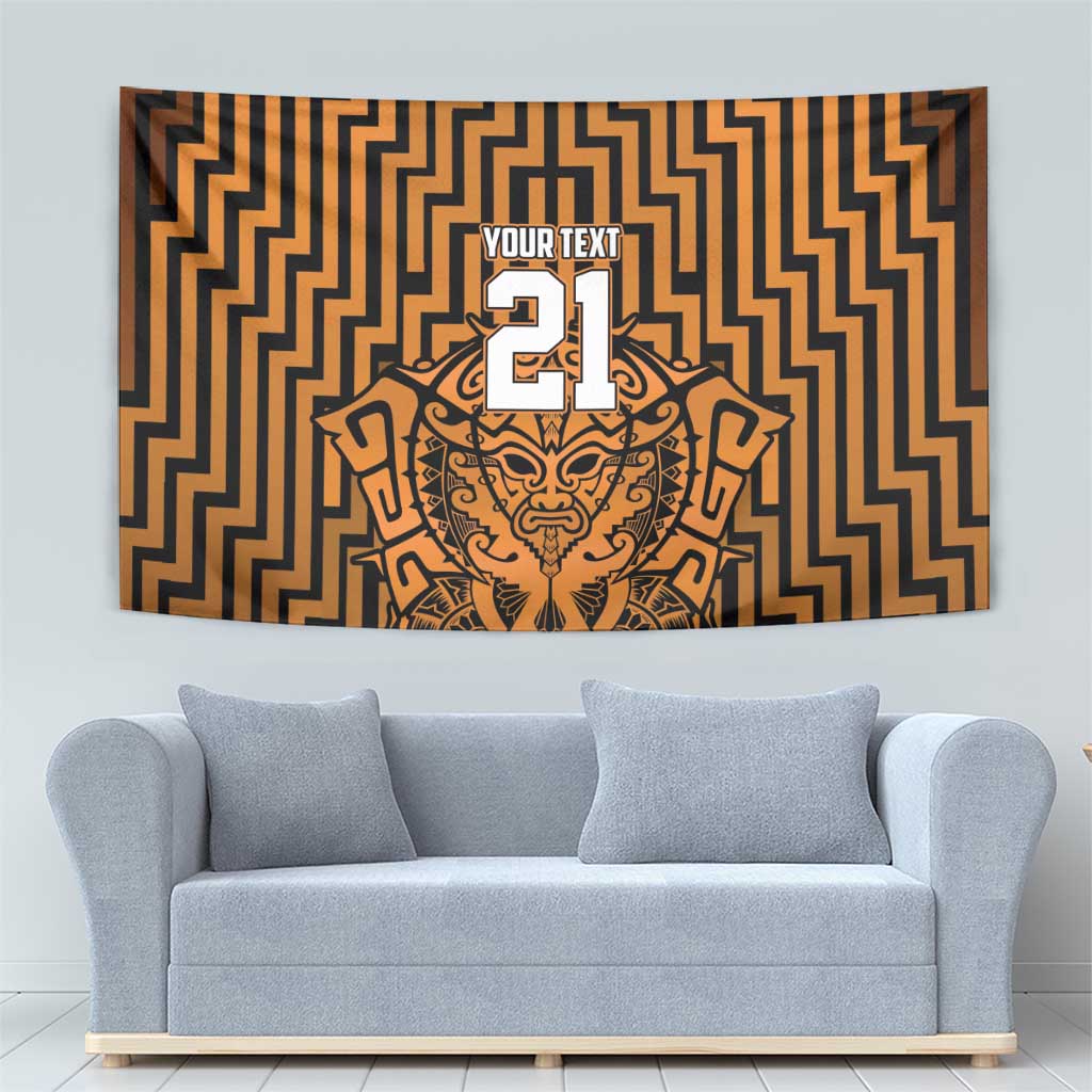 Custom Basketball New Zealand Tapestry Gold Maori Ta Moko Indigenous - Aussie Hoodie