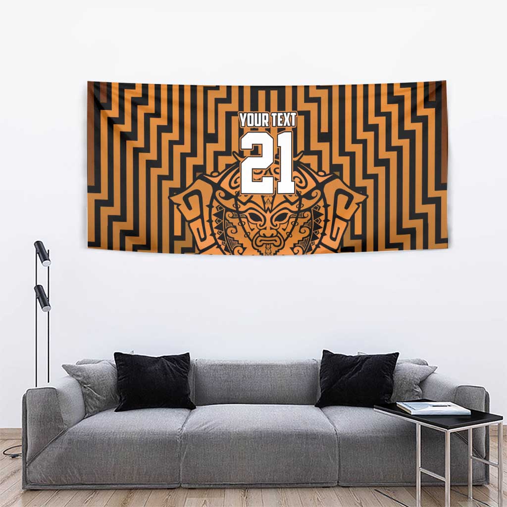Custom Basketball New Zealand Tapestry Gold Maori Ta Moko Indigenous - Aussie Hoodie