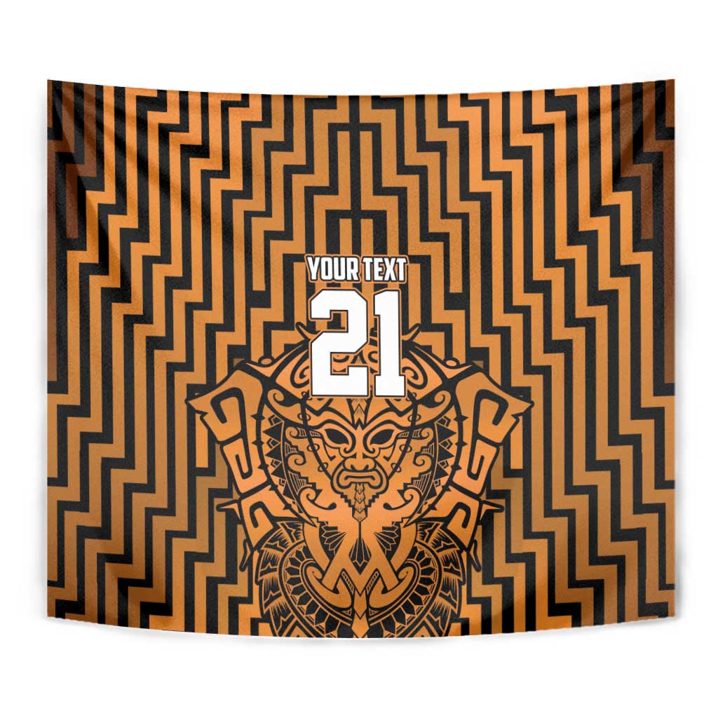 Custom Basketball New Zealand Tapestry Gold Maori Ta Moko Indigenous - Aussie Hoodie