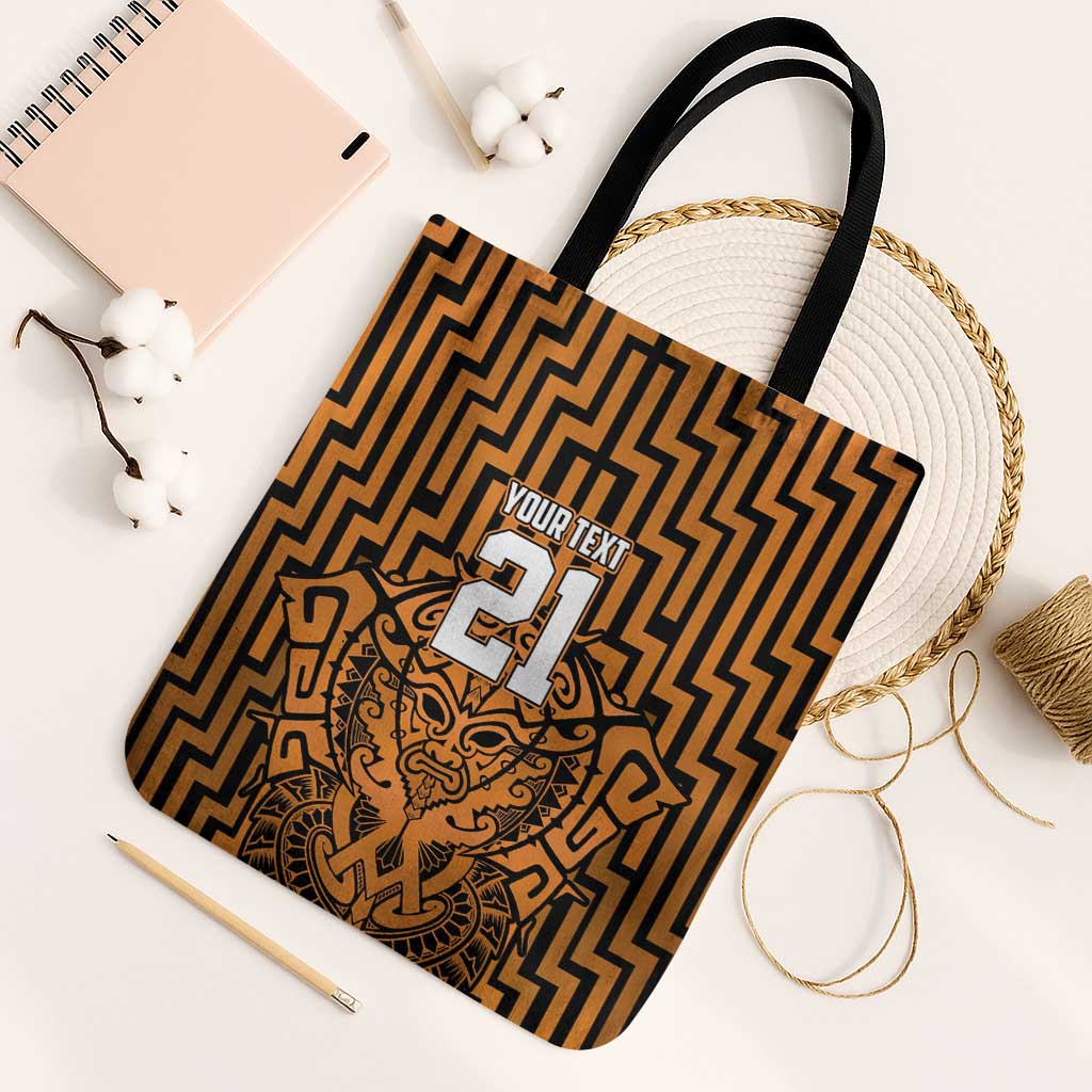 Custom Basketball New Zealand Tote Bag Gold Maori Ta Moko Indigenous - Aussie Hoodie