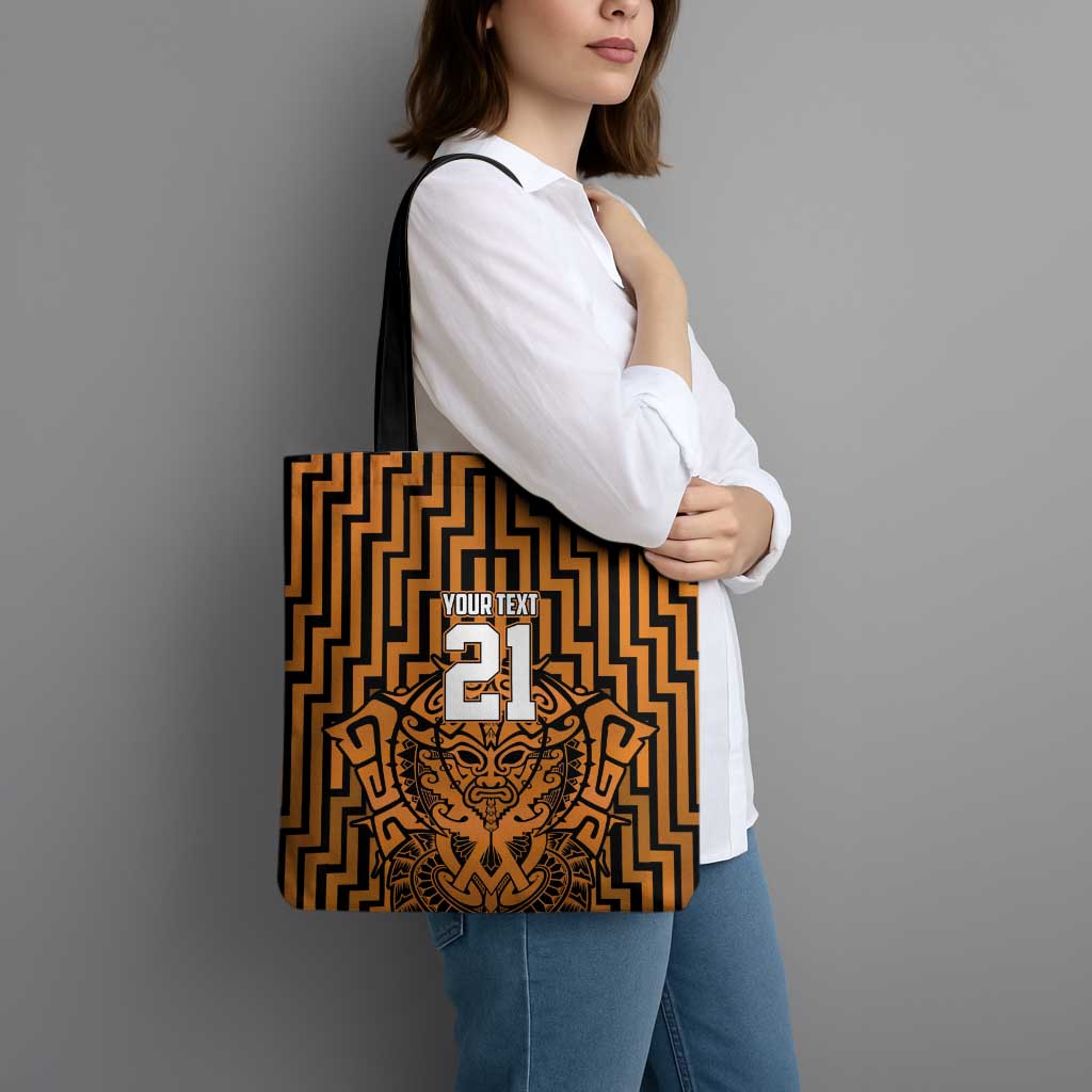 Custom Basketball New Zealand Tote Bag Gold Maori Ta Moko Indigenous - Aussie Hoodie