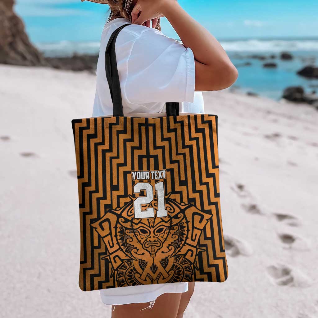 Custom Basketball New Zealand Tote Bag Gold Maori Ta Moko Indigenous - Aussie Hoodie