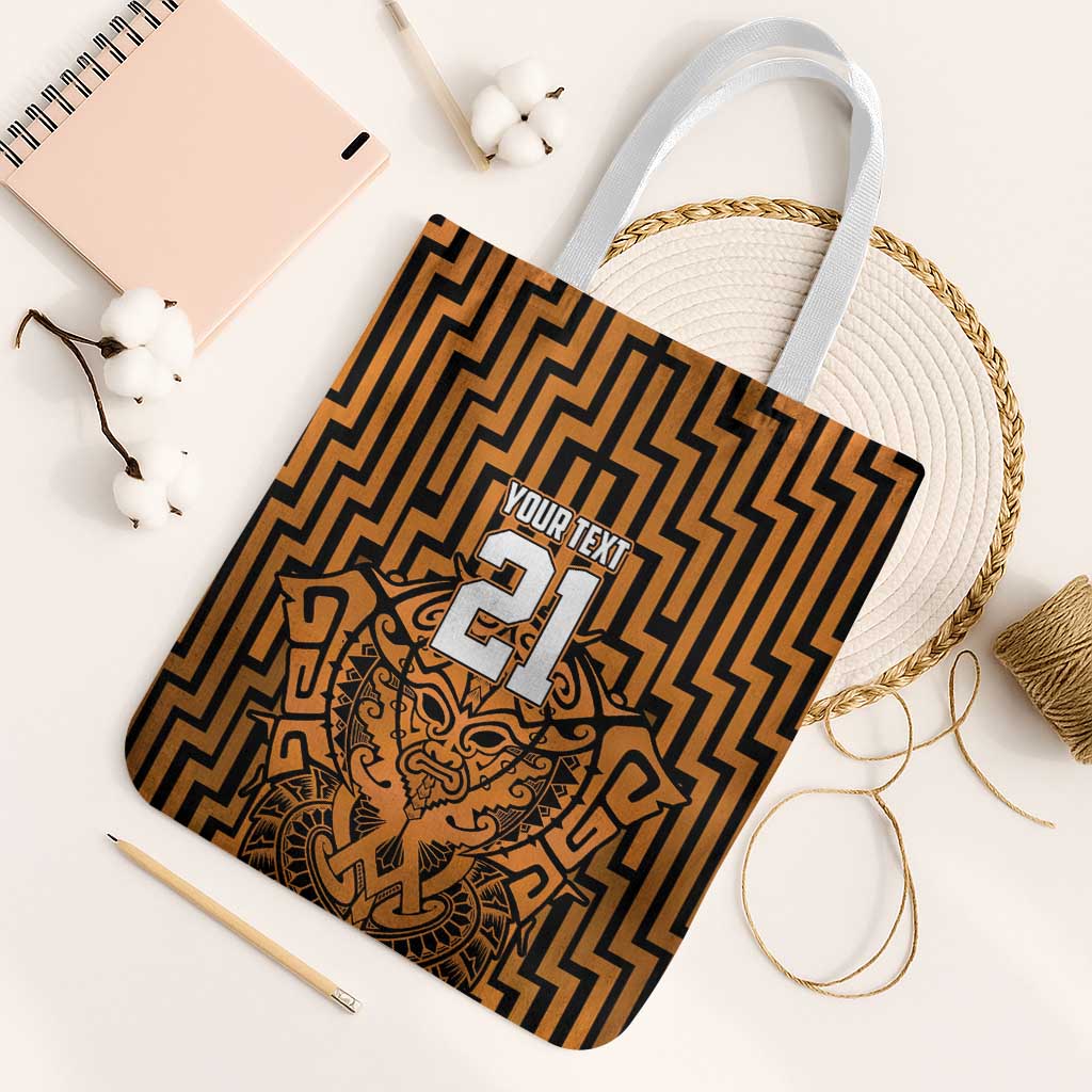 Custom Basketball New Zealand Tote Bag Gold Maori Ta Moko Indigenous - Aussie Hoodie