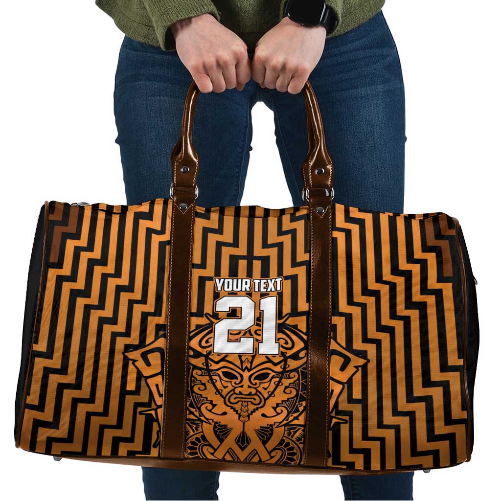Custom Basketball New Zealand Travel Bag Gold Maori Ta Moko Indigenous - Aussie Hoodie