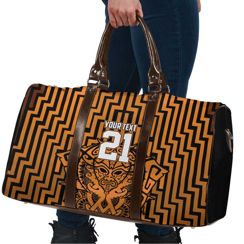 Custom Basketball New Zealand Travel Bag Gold Maori Ta Moko Indigenous - Aussie Hoodie