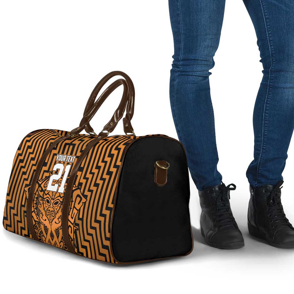 Custom Basketball New Zealand Travel Bag Gold Maori Ta Moko Indigenous - Aussie Hoodie