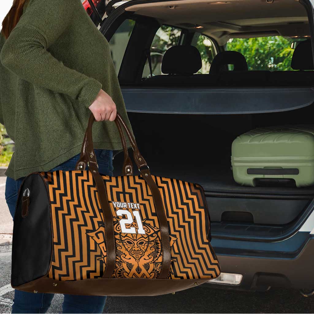 Custom Basketball New Zealand Travel Bag Gold Maori Ta Moko Indigenous - Aussie Hoodie