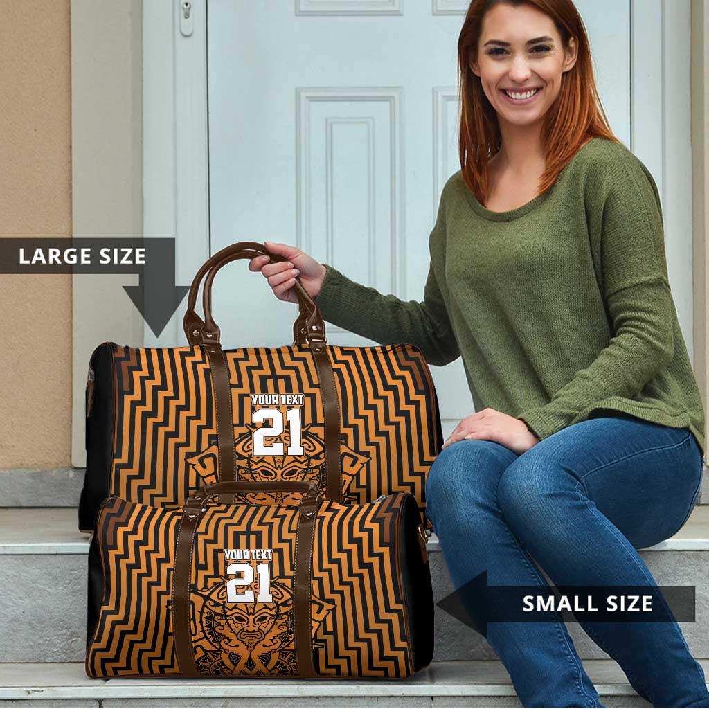 Custom Basketball New Zealand Travel Bag Gold Maori Ta Moko Indigenous - Aussie Hoodie