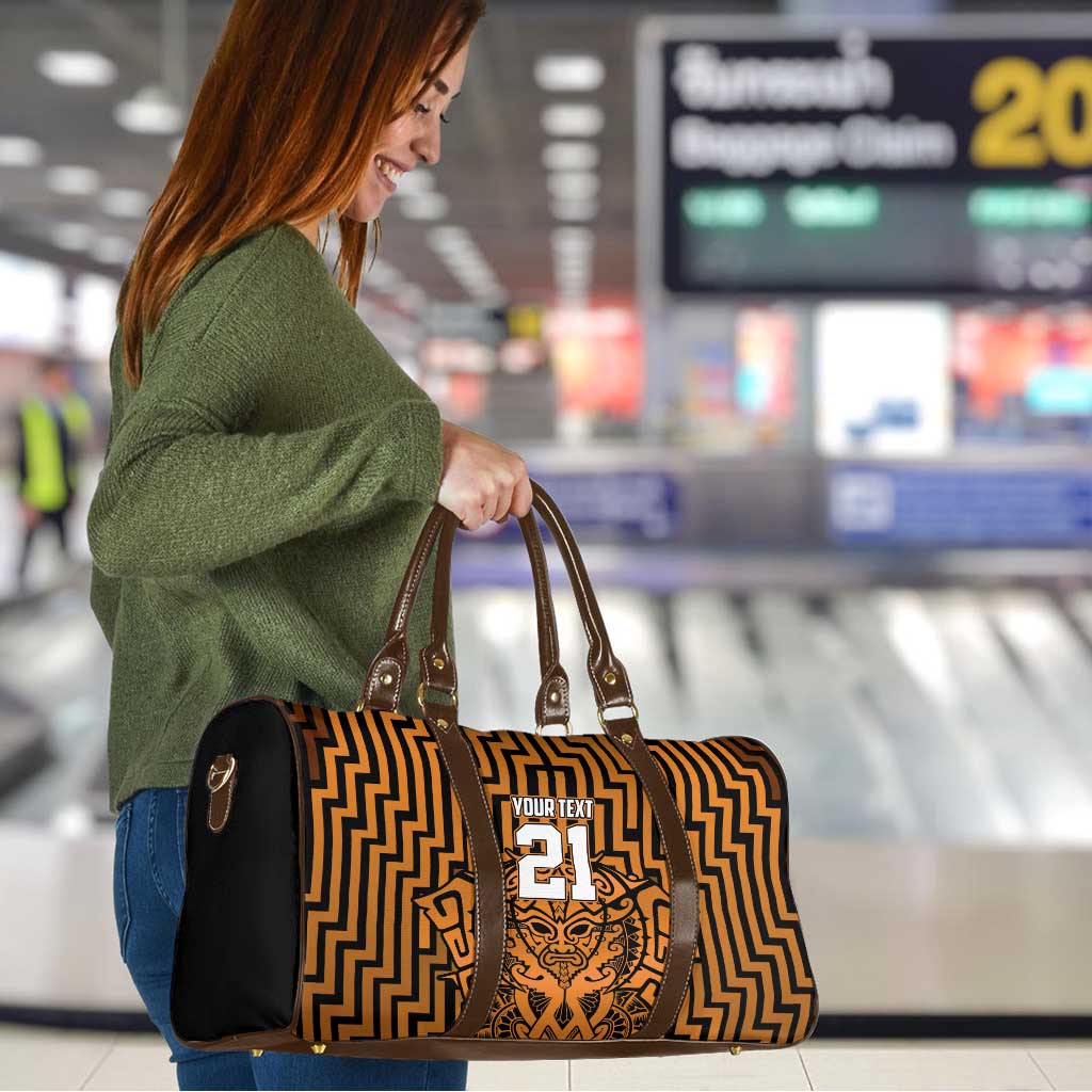 Custom Basketball New Zealand Travel Bag Gold Maori Ta Moko Indigenous - Aussie Hoodie